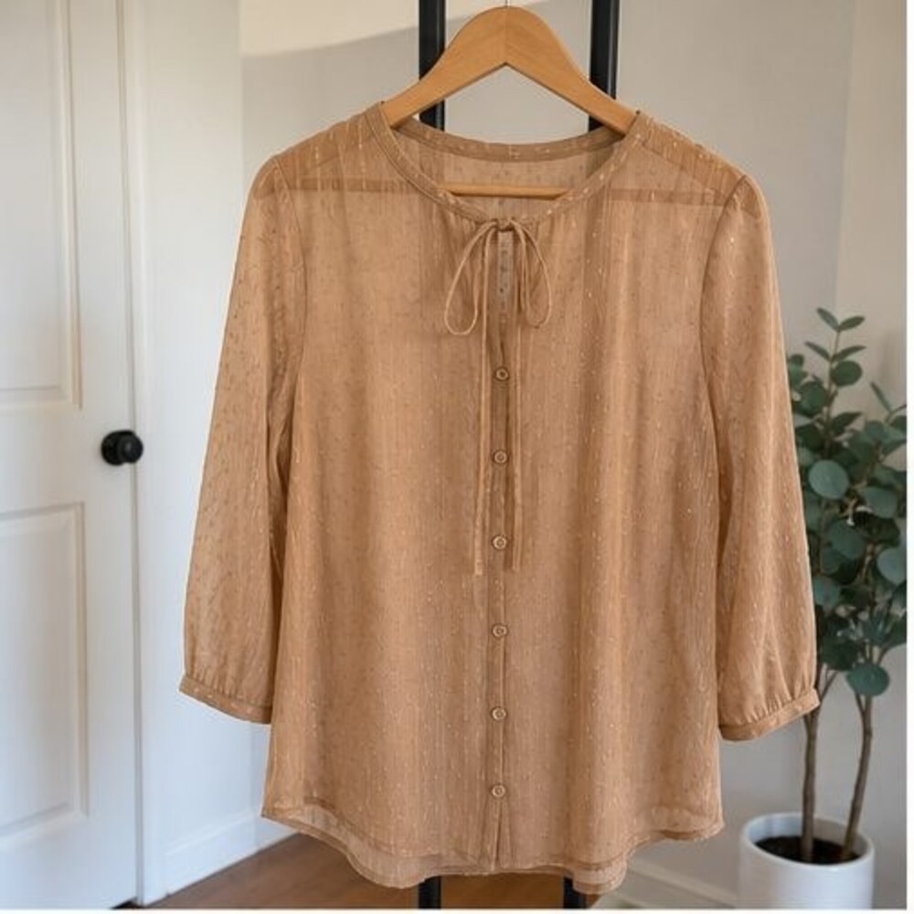 Camel Lace Trim Top
